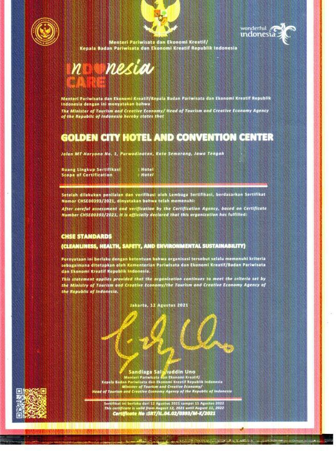 Golden City Hotel And Convention Center - Chse Certified Semarang Bagian luar foto