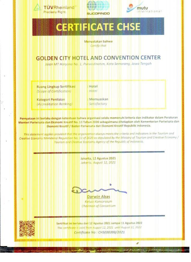 Golden City Hotel And Convention Center - Chse Certified Semarang Bagian luar foto